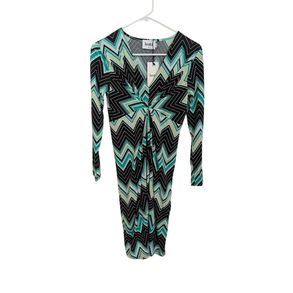 Leota Dress Small Mint Chevron Print Long Sleeve